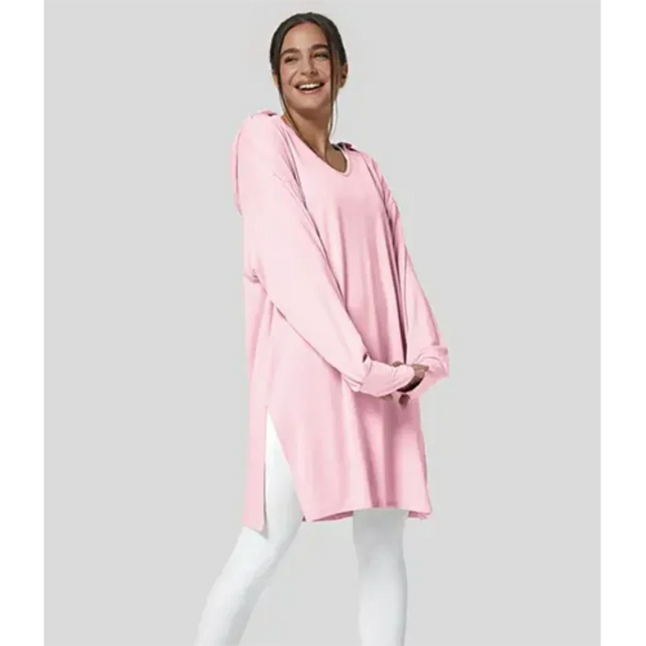 Helga | Damen Winter-Hoodie-Tunika mit Seitenschlitzen - Elle Zürich