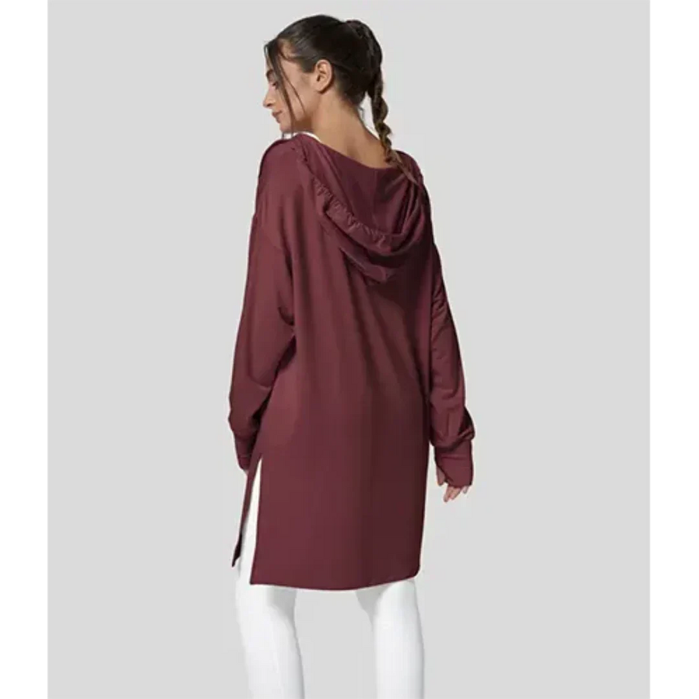 Helga | Damen Winter-Hoodie-Tunika mit Seitenschlitzen - Elle Zürich