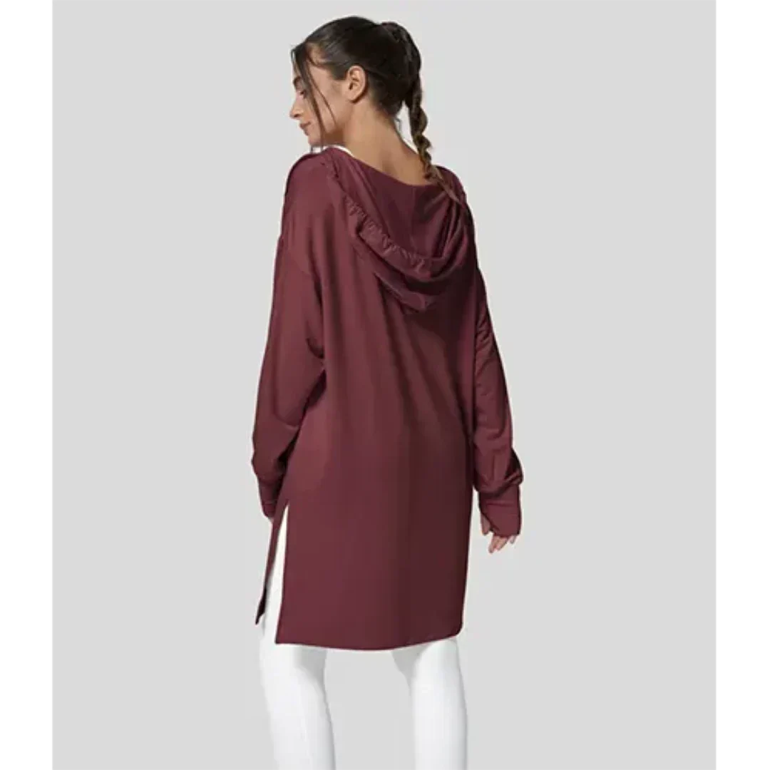 Helga | Damen Winter-Hoodie-Tunika mit Seitenschlitzen - Elle Zürich