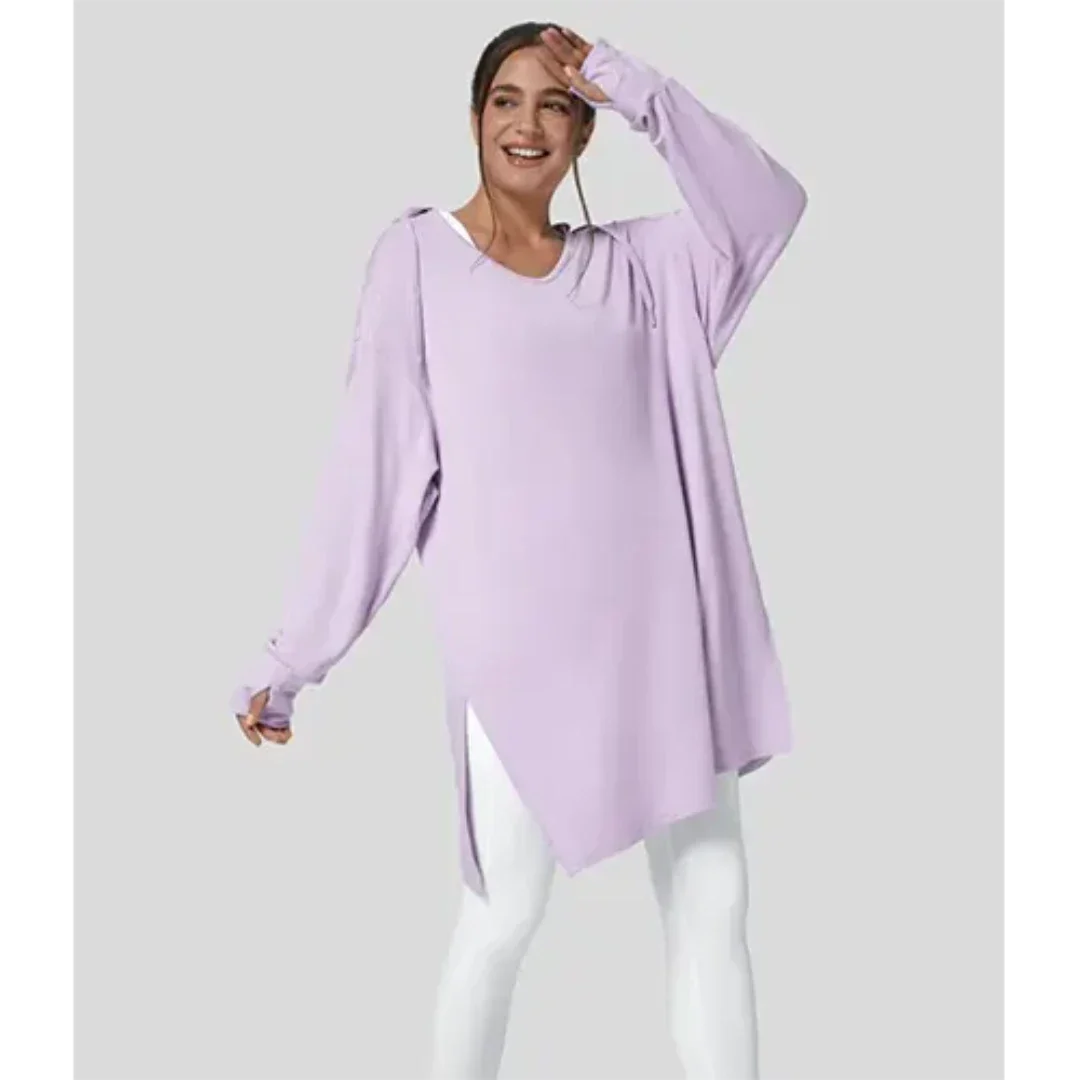 Helga | Damen Winter-Hoodie-Tunika mit Seitenschlitzen - Elle Zürich