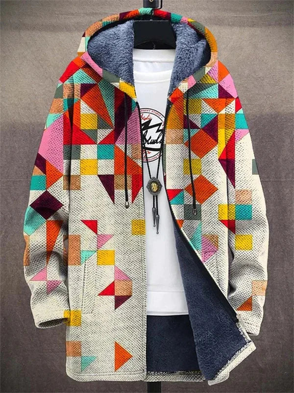 Veronika | Damen Strickjacke mit Lebhaftem Geometrischem Farbblock-Muster