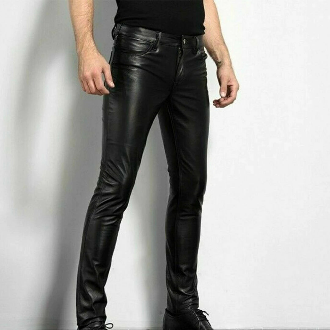 Renate | Stylische schwarze Leder-Skinny-Hose - Elle Zürich