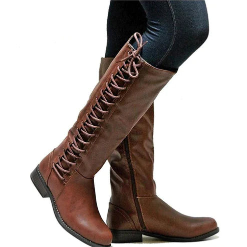 Leonie | Combat Stil Knielange Stiefel Damen