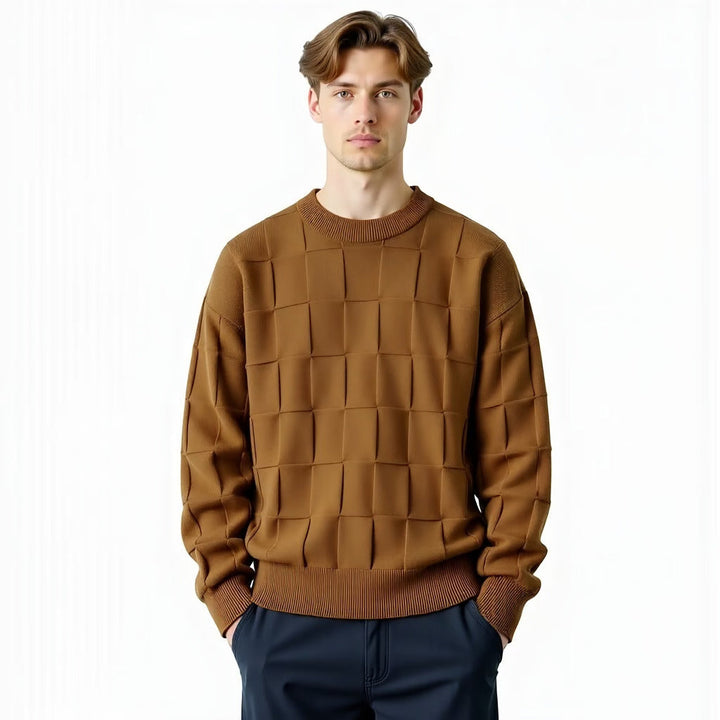 Sven | Herren Gemütlicher Strickpullover mit Quadratmuster für den Winter - Elle Zürich