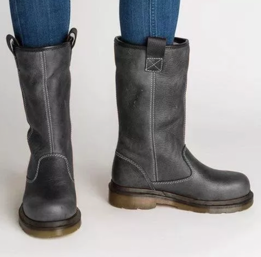Helga | Damen Winter-Lederstiefel zum Hineinschlüpfen mit Absatz - Elle Zürich
