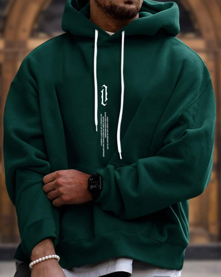 Theo | Bequeme Herren Winter-Hoodie mit auffälligem Street-Print - Elle Zürich