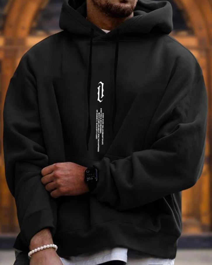 Theo | Bequeme Herren Winter-Hoodie mit auffälligem Street-Print - Elle Zürich
