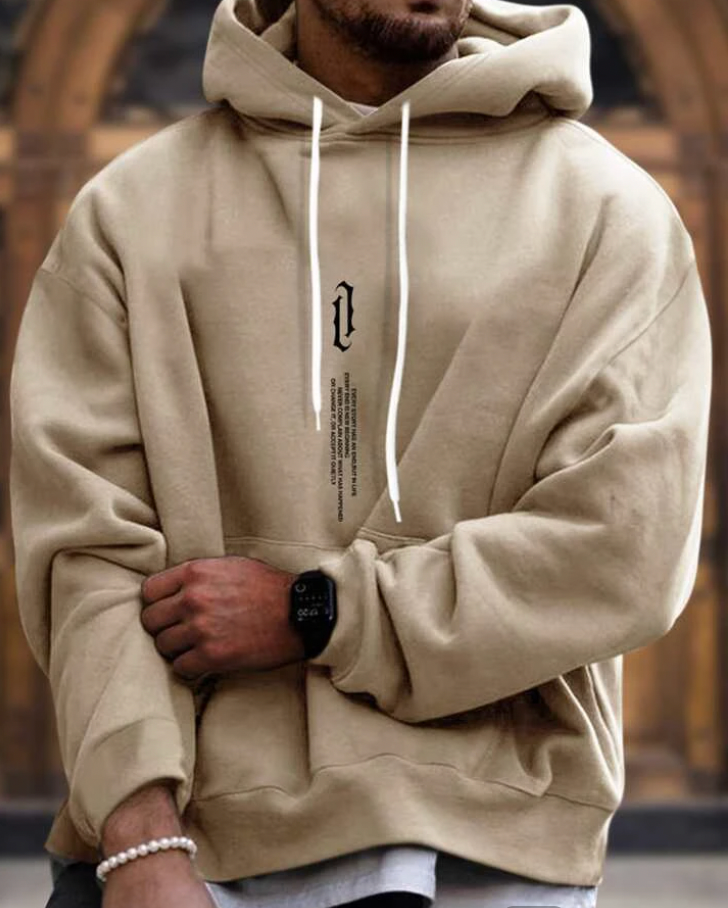 Theo | Bequeme Herren Winter-Hoodie mit auffälligem Street-Print - Elle Zürich