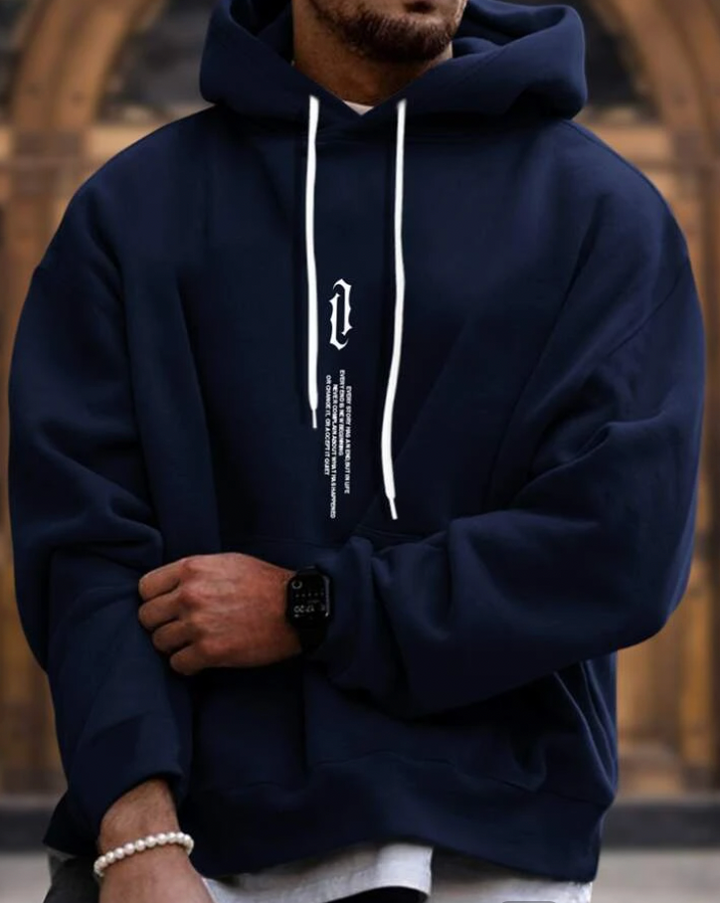 Theo | Bequeme Herren Winter-Hoodie mit auffälligem Street-Print - Elle Zürich