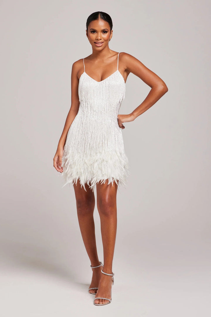 Eva | Elegantes Damen Cocktailkleid mit Fransenfedern