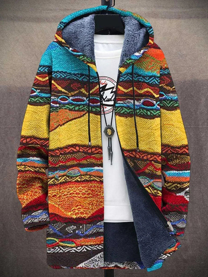 Stefanie | Damen Strickjacke mit Buntem Geometrischem Print