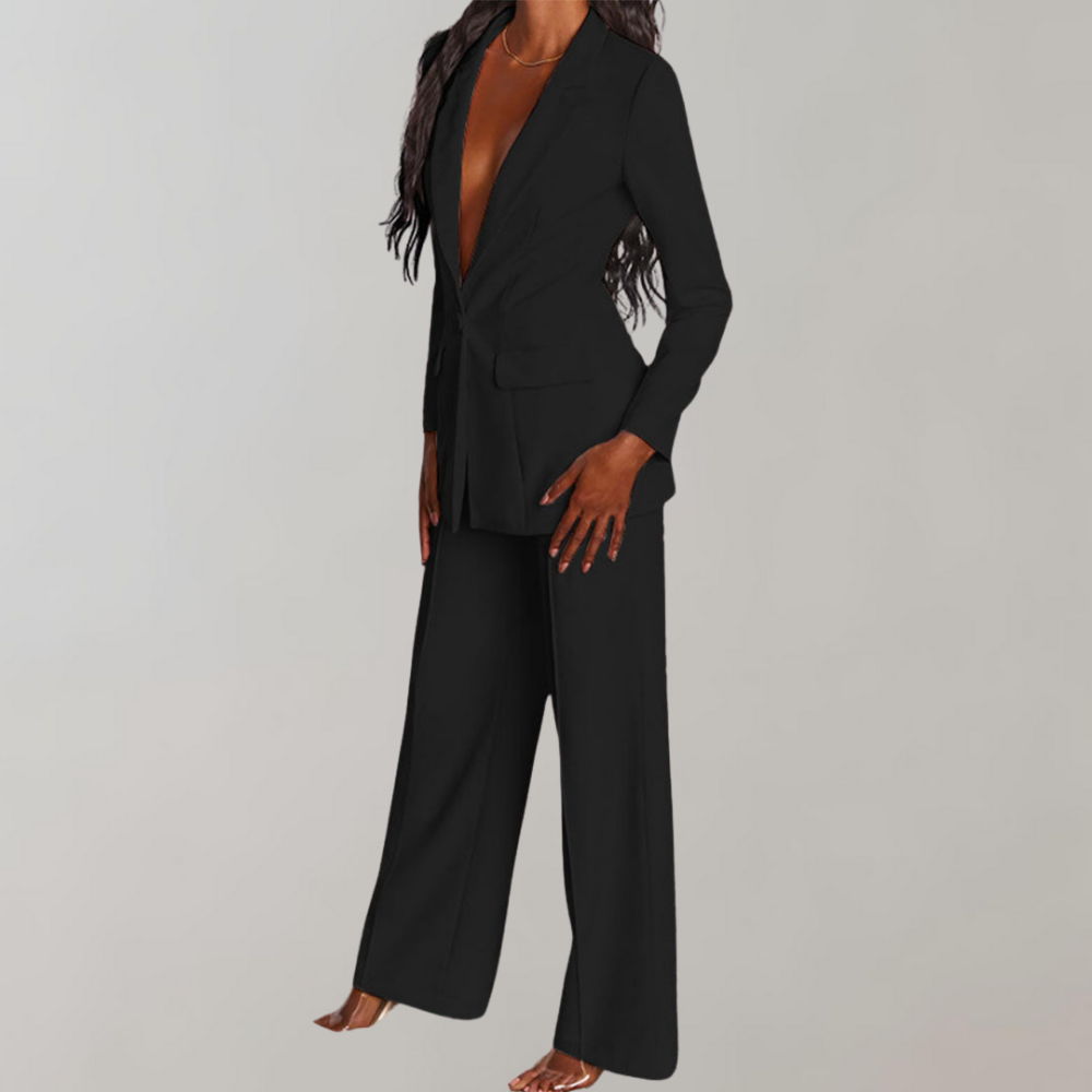 Lara | Damen Stilvolles Blazer und Weite Hose Outfit - Elle Zürich