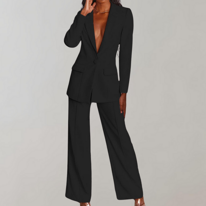 Lara | Damen Stilvolles Blazer und Weite Hose Outfit - Elle Zürich