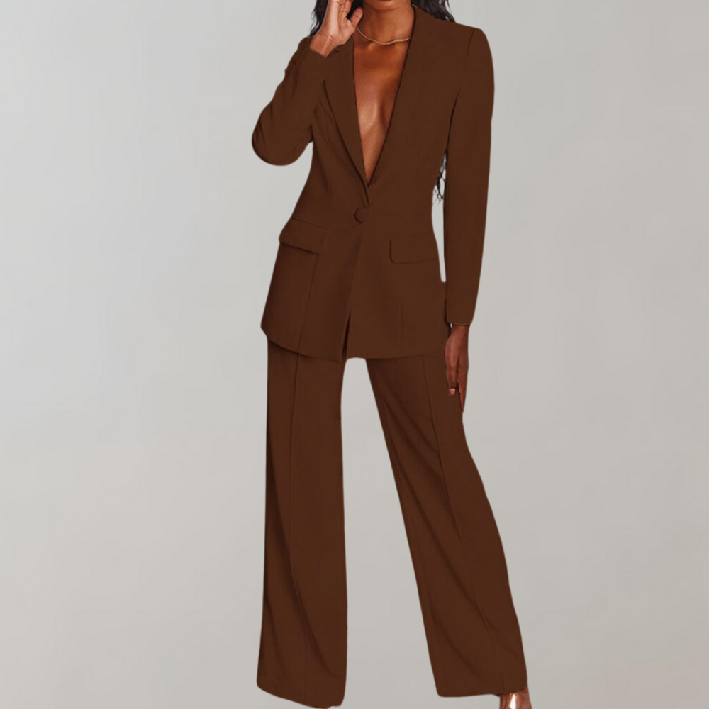 Lara | Damen Stilvolles Blazer und Weite Hose Outfit - Elle Zürich