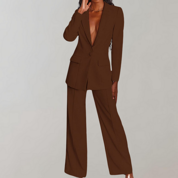 Lara | Damen Stilvolles Blazer und Weite Hose Outfit - Elle Zürich