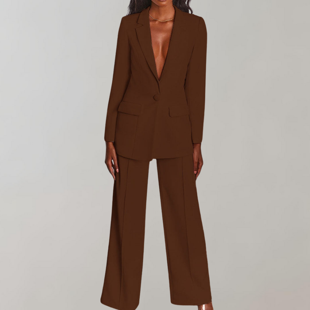 Lara | Damen Stilvolles Blazer und Weite Hose Outfit - Elle Zürich