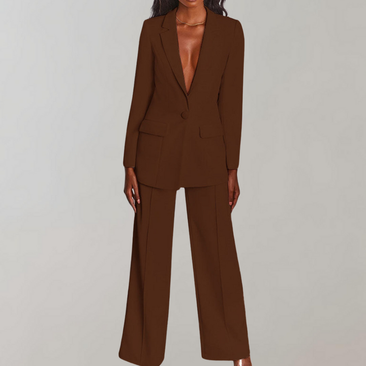 Lara | Damen Stilvolles Blazer und Weite Hose Outfit - Elle Zürich