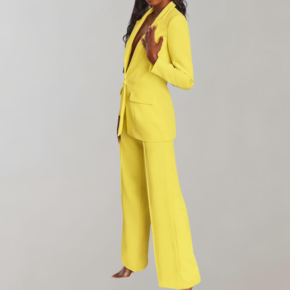 Lara | Damen Stilvolles Blazer und Weite Hose Outfit - Elle Zürich