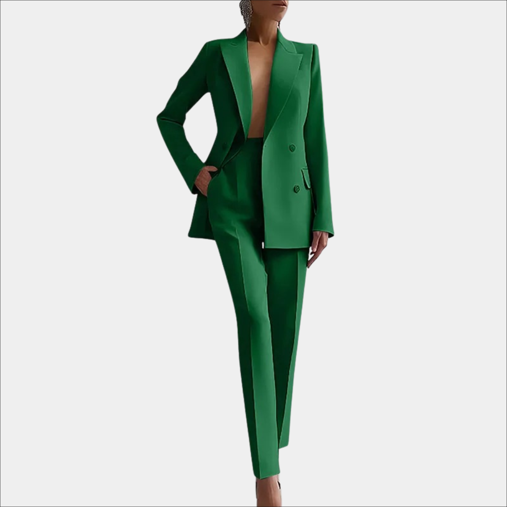 Lena | Damen Elegantes Zweireihiges Blazer und Maßgeschneidertes Hose Set - Elle Zürich