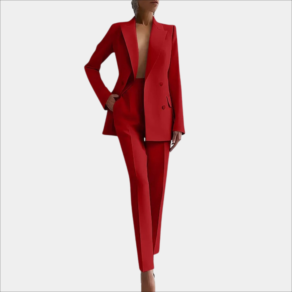 Lena | Damen Elegantes Zweireihiges Blazer und Maßgeschneidertes Hose Set - Elle Zürich