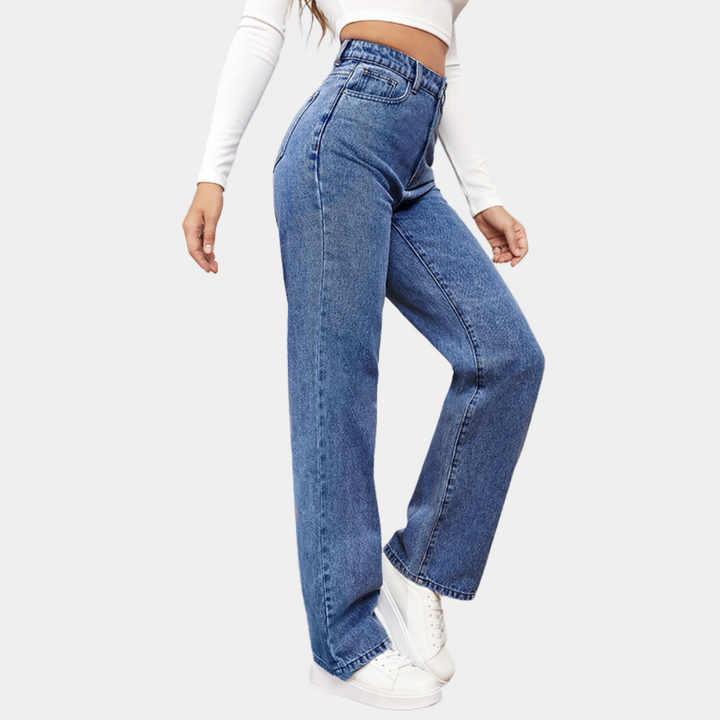 Lara | Damen Hochtaillierte Jeans mit weitem Bein - Elle Zürich
