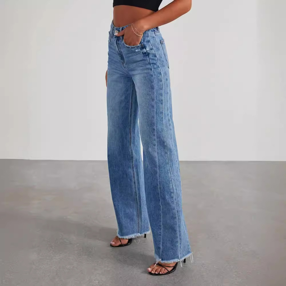 Michaela | Vintage Gewaschene Weit Geschnittene Gerade Jeans Damen