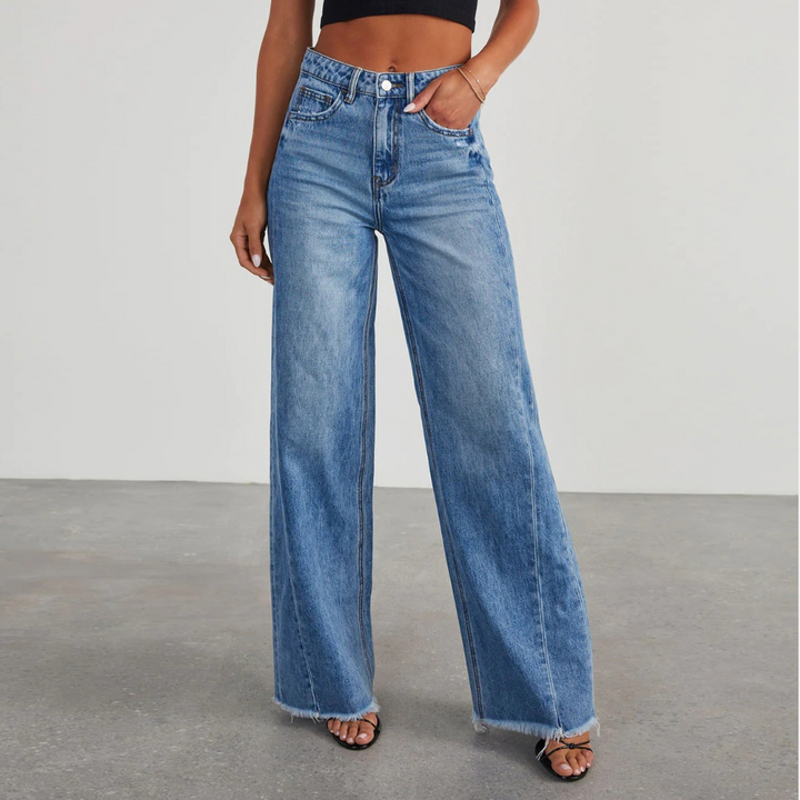Michaela | Vintage Gewaschene Weit Geschnittene Gerade Jeans Damen