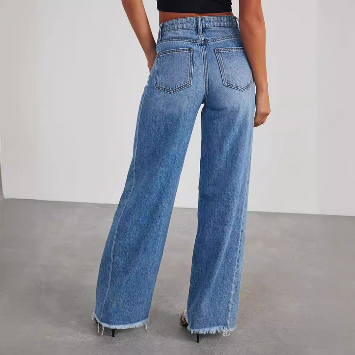 Michaela | Vintage Gewaschene Weit Geschnittene Gerade Jeans Damen