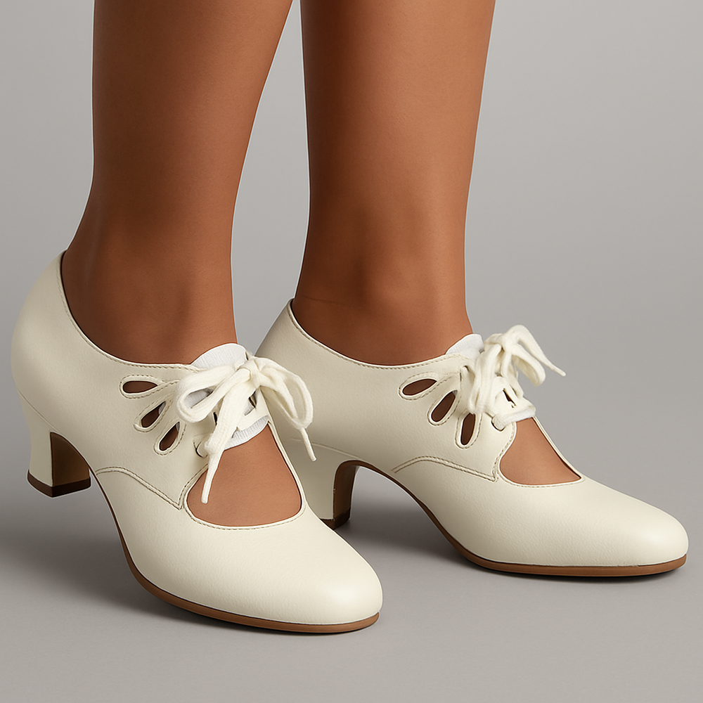 Jessica | Damen Vintage Inspiriert Niedrige Absatz Oxford Schuhe - Elle Zürich