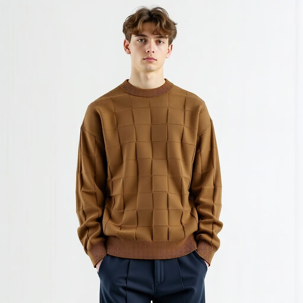 Sven | Herren Gemütlicher Strickpullover mit Quadratmuster für den Winter - Elle Zürich