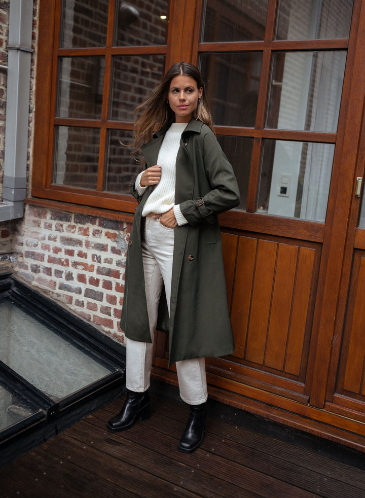 Jasmin | Damen Trenchcoat Lang mit Gürtel und Taschen - Elle Zürich
