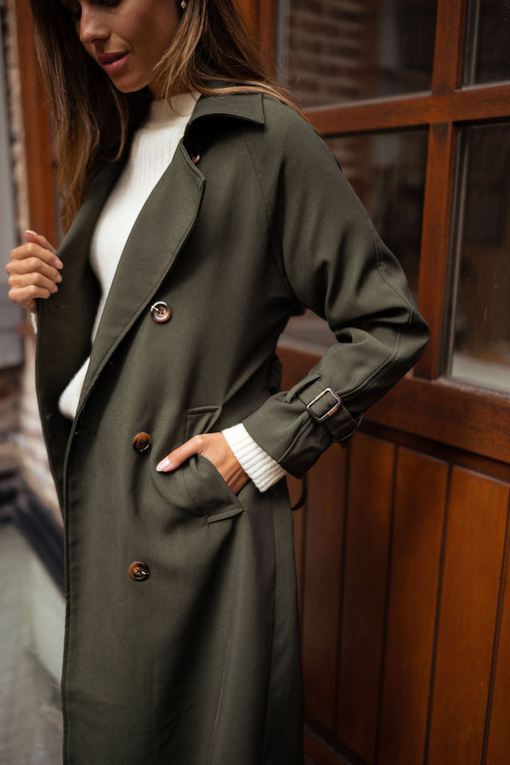 Jasmin | Damen Trenchcoat Lang mit Gürtel und Taschen - Elle Zürich