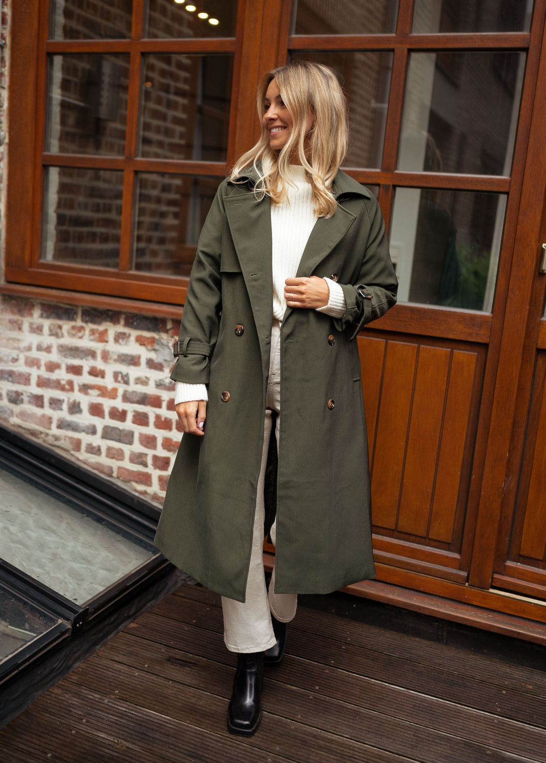 Jasmin | Damen Trenchcoat Lang mit Gürtel und Taschen - Elle Zürich