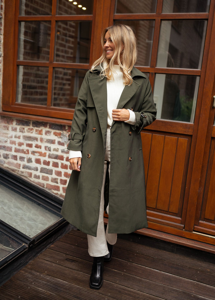 Jasmin | Damen Trenchcoat Lang mit Gürtel und Taschen - Elle Zürich