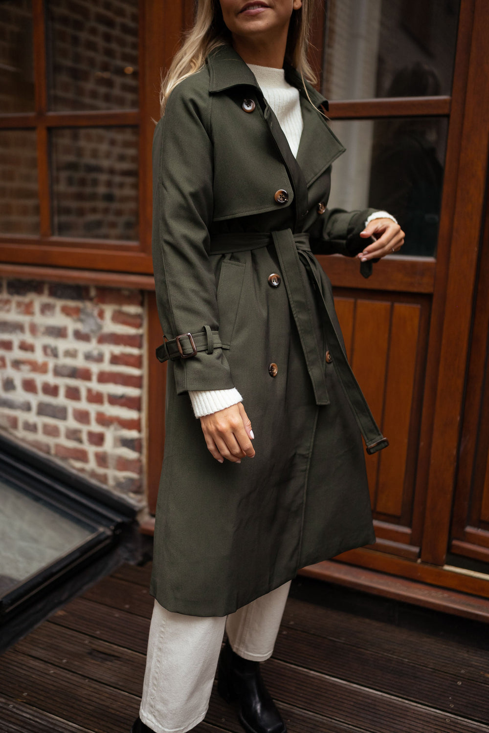 Jasmin | Damen Trenchcoat Lang mit Gürtel und Taschen - Elle Zürich