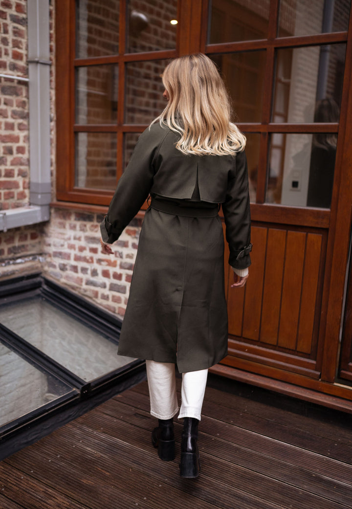 Jasmin | Damen Trenchcoat Lang mit Gürtel und Taschen - Elle Zürich