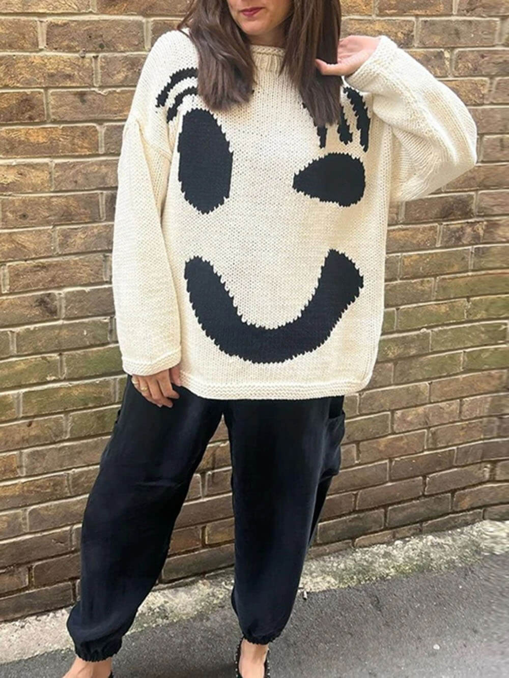 Andrea | Damen Winter Casual Pullover mit Smile-Print - Elle Zürich