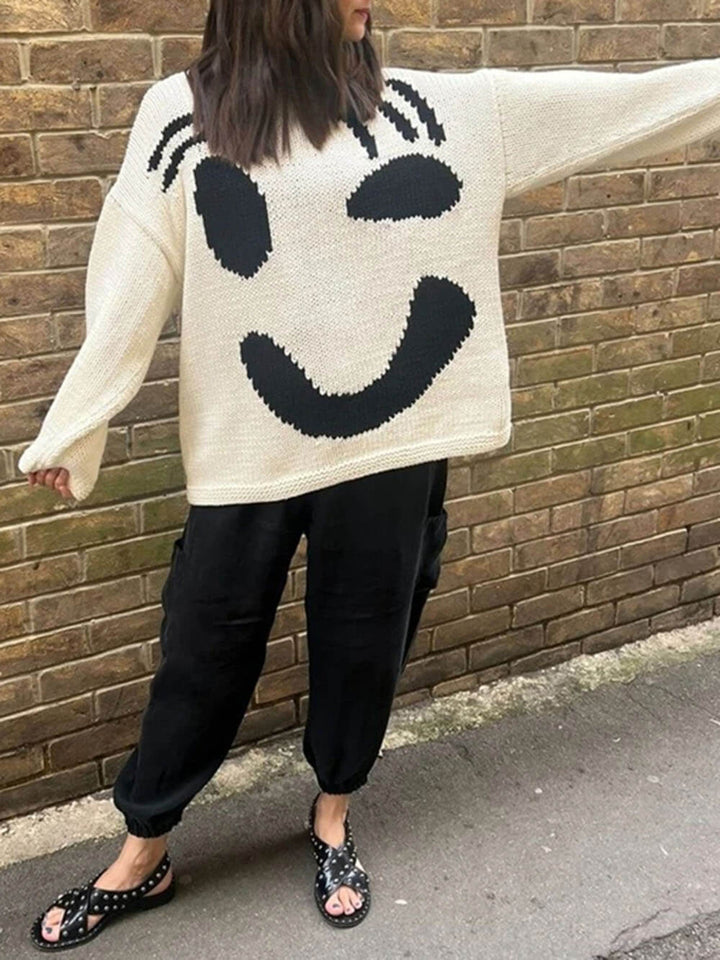 Andrea | Damen Winter Casual Pullover mit Smile-Print - Elle Zürich