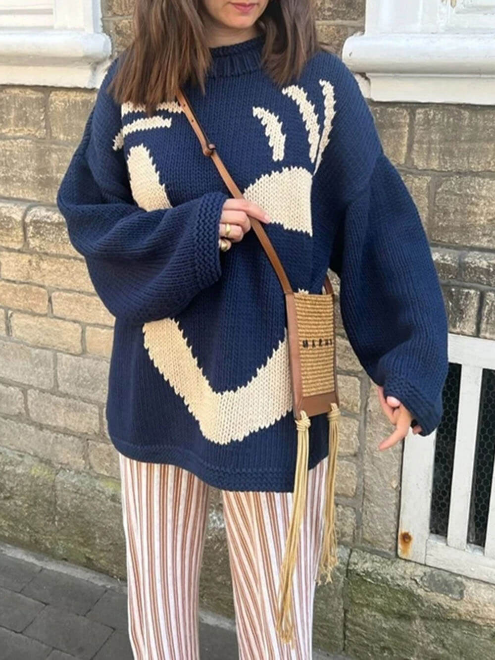 Andrea | Damen Winter Casual Pullover mit Smile-Print - Elle Zürich