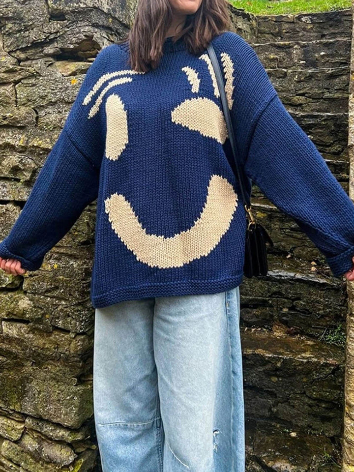 Andrea | Damen Winter Casual Pullover mit Smile-Print - Elle Zürich