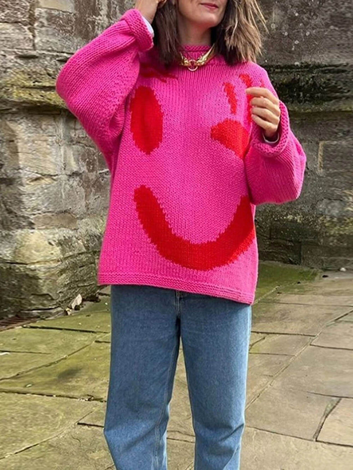 Andrea | Damen Winter Casual Pullover mit Smile-Print - Elle Zürich