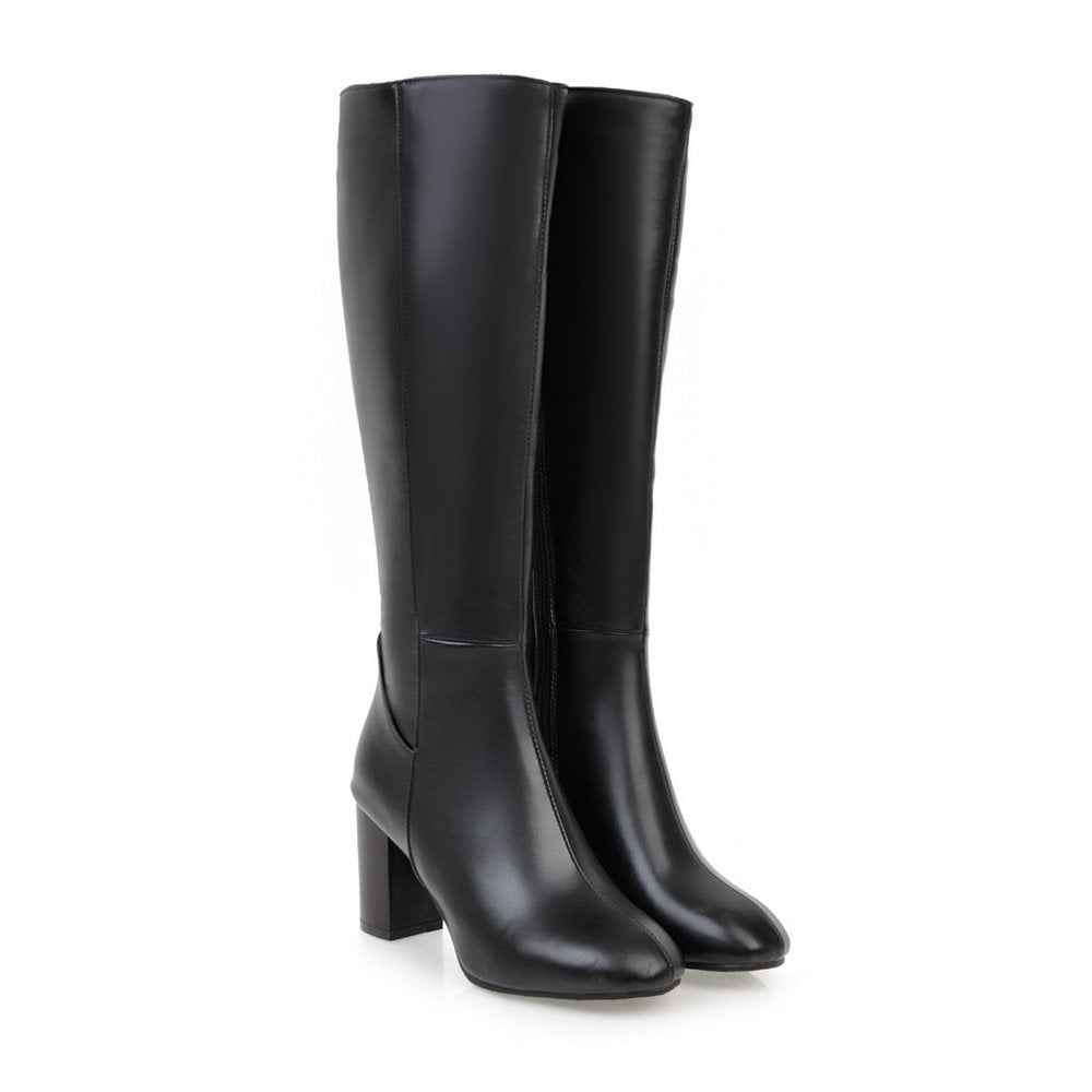 Birgit | Damen Kniehohe Lederstiefel mit Reißverschluss