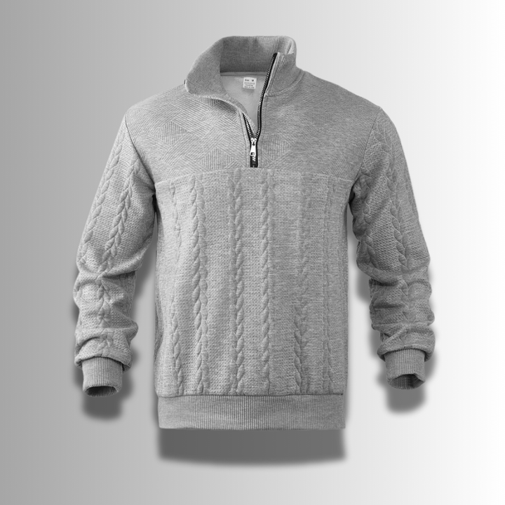 Zacharias | Herren Strickpullover mit Viertel-Reißverschluss und Zopfmuster - Elle Zürich