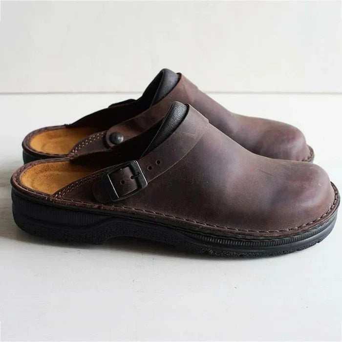 Alexander | Stylische Herren Leder Slipper-Clogs