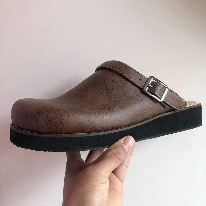 Alexander | Stylische Herren Leder Slipper-Clogs