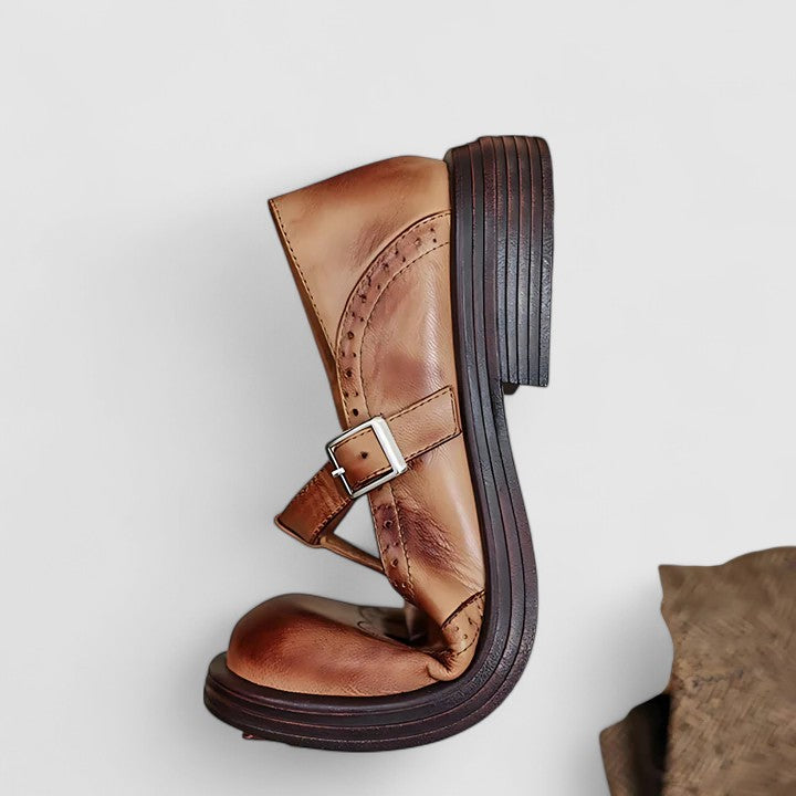 Claudia | Klassische Damen Leder-T-Riemchen-Schuhe