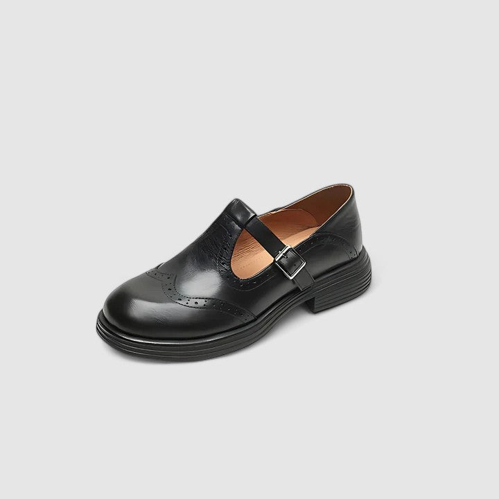 Claudia | Klassische Damen Leder-T-Riemchen-Schuhe
