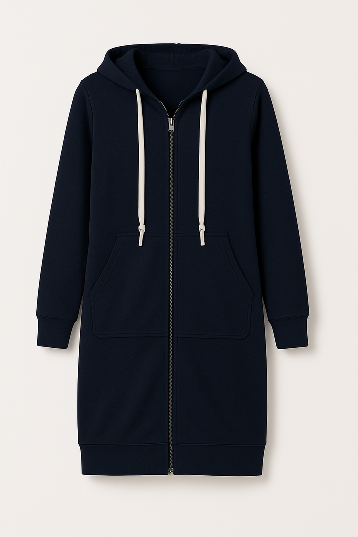 Britta | Frauen Winter Hoodie Kleid mit Reißverschluss - Elle Zürich