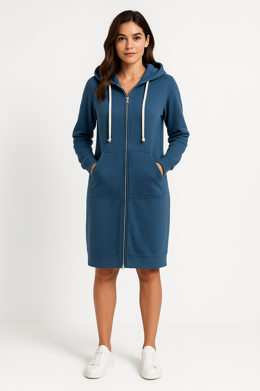 Britta | Frauen Winter Hoodie Kleid mit Reißverschluss - Elle Zürich