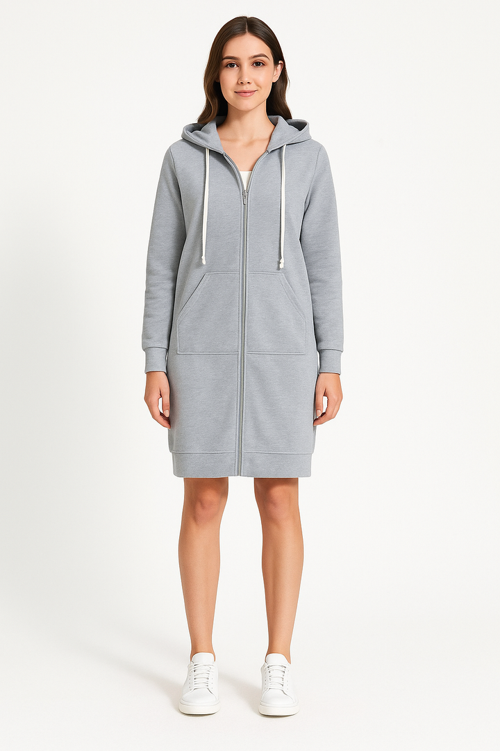 Britta | Frauen Winter Hoodie Kleid mit Reißverschluss - Elle Zürich